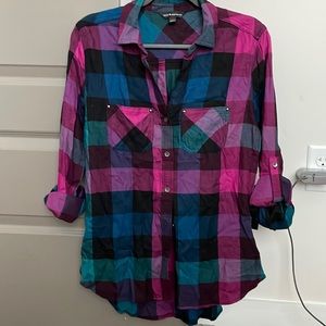 Purple flannel button-up (small)